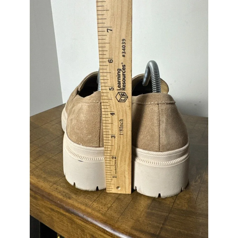 Patina Women’s 10 Taupe Suede Chunky Platform Penny Loafers Lug Sole Mexico